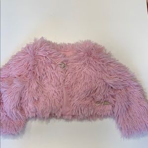 Juicy Couture fluffy pink cropped jacket